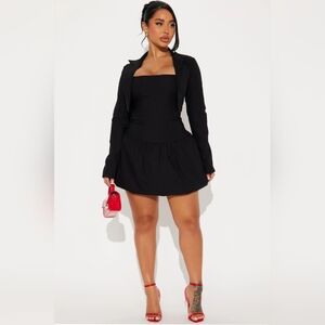 Krista Mini Bubble Hem w/ Blazer Black Dress Sz XL